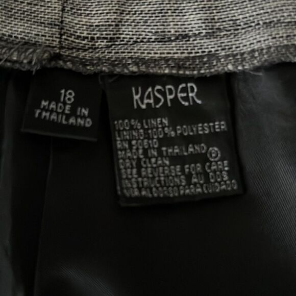 KASPER GREY/BLACK 100% LINEN FULLY LINED PANTS SIZE 18 - Picture 9 of 9